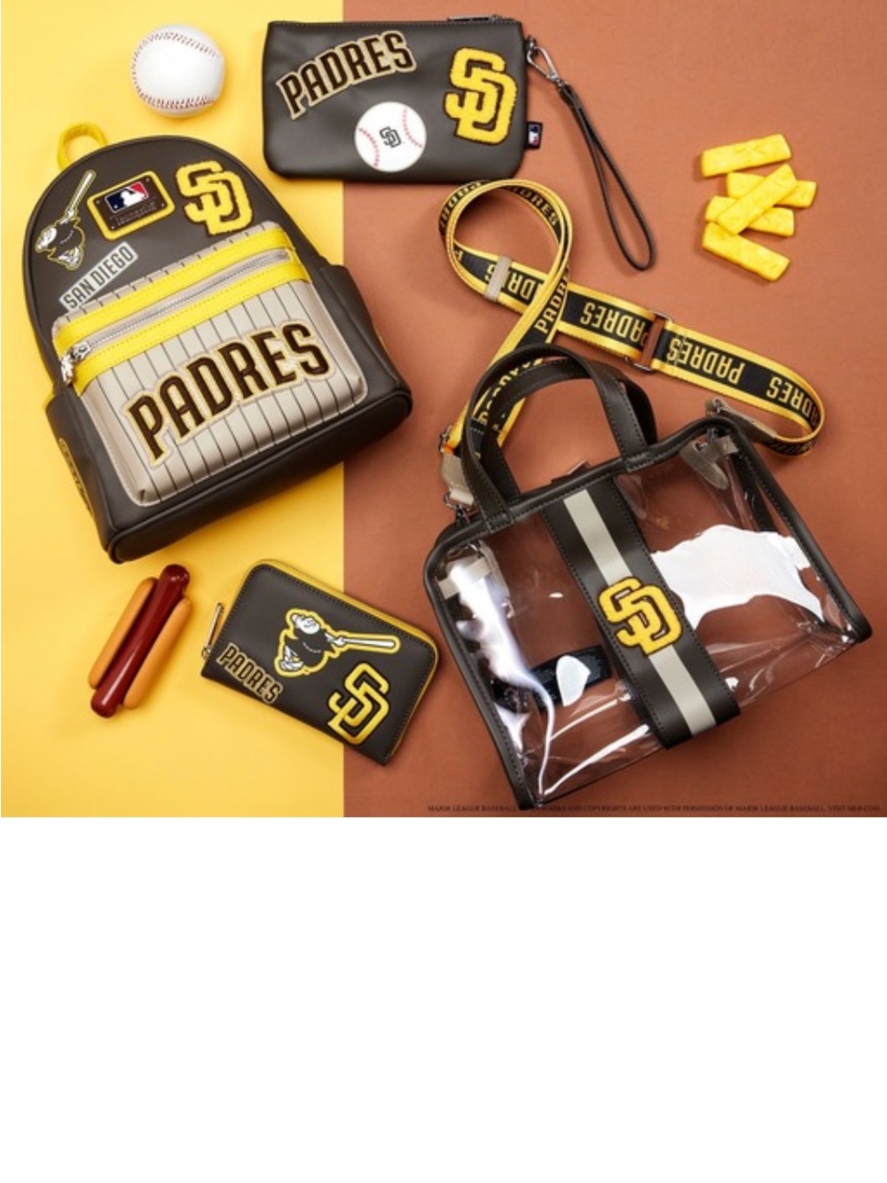 NWT Loungefly MLB SD Padres Clear Tote Crossbody Stadium Bag with Pouch - Picture 6 of 6